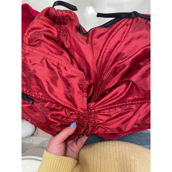 Shoshanna Midnight Off the Shoulder Ruffle Slit Cocktail Long Gown Red 4 - Picture 10 of 13